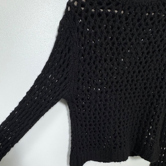 Simons Open Knit Mesh Crew Neck Sweater Black Women's Size XS/S - Picture 5 of 11